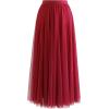 imageCHICWISH Women Bow Tied Slim Fitted Elegant Long Sleeve Knit Top and Layered Mesh ALine Maxi Skirt LXL