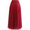 imageCHICWISH Women Bow Tied Slim Fitted Elegant Long Sleeve Knit Top and Layered Mesh ALine Maxi Skirt LXL