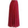 imageCHICWISH Women Bow Tied Slim Fitted Elegant Long Sleeve Knit Top and Layered Mesh ALine Maxi Skirt LXL