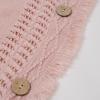 imageCHICWISH Women Diamond Pattern Fringe Hooded Poncho Shawl Casual Lightweight Button Decor Knit Pullover Sweater CapePink