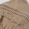 imageCHICWISH Women Diamond Pattern Fringe Hooded Poncho Shawl Casual Lightweight Button Decor Knit Pullover Sweater CapeSand