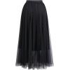 imageCHICWISH Women Glitter Mesh Tulle Midi Skirt ALine High Waist Flowy Holiday Party Casual Sparkly Shimmer Fairy SkirtBlack