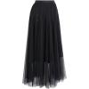 imageCHICWISH Women Glitter Mesh Tulle Midi Skirt ALine High Waist Flowy Holiday Party Casual Sparkly Shimmer Fairy SkirtBlack