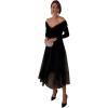 imageCHICWISH Women Glitter Mesh Tulle Midi Skirt ALine High Waist Flowy Holiday Party Casual Sparkly Shimmer Fairy SkirtBlack