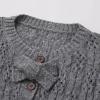 imageCHICWISH Women Hollow Out Cable Knit Cardigan Bowknot Button Up Crewneck Long Sleeve Casual Sweater Cardigan CoatsGrey