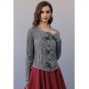 imageCHICWISH Women Hollow Out Cable Knit Cardigan Bowknot Button Up Crewneck Long Sleeve Casual Sweater Cardigan CoatsGrey
