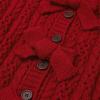 imageCHICWISH Women Hollow Out Cable Knit Cardigan Bowknot Button Up Crewneck Long Sleeve Casual Sweater Cardigan CoatsRed