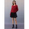 imageCHICWISH Women Hollow Out Cable Knit Cardigan Bowknot Button Up Crewneck Long Sleeve Casual Sweater Cardigan CoatsRed