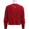 imageCHICWISH Women Hollow Out Cable Knit Cardigan Bowknot Button Up Crewneck Long Sleeve Casual Sweater Cardigan CoatsRed