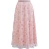 imageCHICWISH Women Glitter Star Snowflake Print Tulle Skirts High Waist ALine Mesh Layered Fairy Christmas Midi SkirtsPink