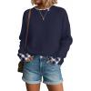 imageDisamer Womens Sweaters Fall Clothes Fashion 2025 Cowboy Chic Knit Cozy Sweater School Teacher Outfits Long Sleeve PulloverPlaid Navy