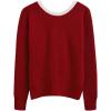 imageCHICWISH Women Bow Open Back Ribbed Knit Sweater Long Sleeve Crewneck Sexy Casual Holiday Party Backless Tie Sweater TopsRed