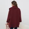 imageCHICWISH Women Wide Collar Open Front Knit Cardigan Coat Fall Winter Shawl Knit Sweater Coat Outwear with PocketsBurgundy
