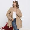 imageCHICWISH Women Wide Collar Open Front Knit Cardigan Coat Fall Winter Shawl Knit Sweater Coat Outwear with PocketsCamel