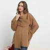imageCHICWISH Women Wrap ScarfCollar Open Front Knit Coat Fall Winter Fashion Long Sleeve Solid Knit Elegant PeacoatCaramel