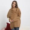 imageCHICWISH Women Wrap ScarfCollar Open Front Knit Coat Fall Winter Fashion Long Sleeve Solid Knit Elegant PeacoatCaramel
