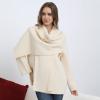 imageCHICWISH Women Wrap ScarfCollar Open Front Knit Coat Fall Winter Fashion Long Sleeve Solid Knit Elegant PeacoatIvory