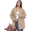 imageCHICWISH Women Wide Collar Open Front Knit Cardigan Coat Fall Winter Shawl Knit Sweater Coat Outwear with PocketsCamel