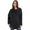 imageCHICWISH Women Wrap ScarfCollar Open Front Knit Coat Fall Winter Fashion Long Sleeve Solid Knit Elegant PeacoatBlack