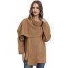 imageCHICWISH Women Wrap ScarfCollar Open Front Knit Coat Fall Winter Fashion Long Sleeve Solid Knit Elegant PeacoatCaramel