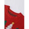 imageCHICWISH Women Sequined Christmas Tree Print Knit Sweater Crewneck Holiday Party Sweaters Long Sleeve Pullover TopsRed