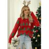 imageCHICWISH Women Sequined Christmas Tree Print Knit Sweater Crewneck Holiday Party Sweaters Long Sleeve Pullover TopsRed