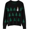 imageCHICWISH Women Sequined Christmas Tree Print Knit Sweater Crewneck Holiday Party Sweaters Long Sleeve Pullover TopsBlack