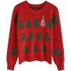 imageCHICWISH Women Sequined Christmas Tree Print Knit Sweater Crewneck Holiday Party Sweaters Long Sleeve Pullover TopsRed