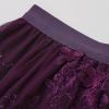 imageCHICWISH Women 3D Floral Embroidered Tulle Skirt Flare A Line High Elastic Waist Mesh DoubleLayered Holiday Midi SkirtPlum