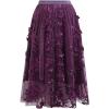 imageCHICWISH Women 3D Floral Embroidered Tulle Skirt Flare A Line High Elastic Waist Mesh DoubleLayered Holiday Midi SkirtPlum
