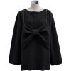 imageCHICWISH Women Bowknot 2 Pieces Mini Sweater Dress Boat Neck Long Sleeve Cute Metallic Mix Party Knit Pullover SweaterBlack