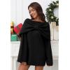 imageCHICWISH Women Bowknot 2 Pieces Mini Sweater Dress Boat Neck Long Sleeve Cute Metallic Mix Party Knit Pullover SweaterBlack