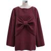 imageCHICWISH Women Bowknot 2 Pieces Mini Sweater Dress Boat Neck Long Sleeve Cute Metallic Mix Party Knit Pullover SweaterPlum