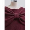 imageCHICWISH Women Bowknot 2 Pieces Mini Sweater Dress Boat Neck Long Sleeve Cute Metallic Mix Party Knit Pullover SweaterPlum