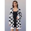 imageCHICWISH Women Checkered Ghosts Print Open Front Knit Cardigan Casual Long Sleeve Halloween Party Knit Sweater CoatsWhite