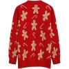 imageCHICWISH Women Christmas Cardigan Gingerbread Man Print Open Front Knit Sweaters V Neck Long Sleeve Cropped CoatsRed
