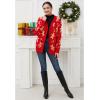 imageCHICWISH Women Christmas Cardigan Gingerbread Man Print Open Front Knit Sweaters V Neck Long Sleeve Cropped CoatsRed