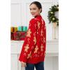 imageCHICWISH Women Christmas Cardigan Gingerbread Man Print Open Front Knit Sweaters V Neck Long Sleeve Cropped CoatsRed