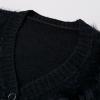 imageCHICWISH Women Christmas Elements Pattern Fluffy Knit Cardigan V Neck Long Sleeve Button Down Holiday Sweaters CardiganBlack