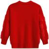 imageCHICWISH Women Christmas Elements Pattern Fluffy Knit Cardigan V Neck Long Sleeve Button Down Holiday Sweaters CardiganRed