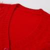 imageCHICWISH Women Christmas Elements Pattern Fluffy Knit Cardigan V Neck Long Sleeve Button Down Holiday Sweaters CardiganRed