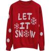 imageCHICWISH Women Christmas Snow Pattern Knit Sweater Long Sleeve Round Neck Soft Chunky Holiday Party Loose Pullover TopsRed
