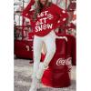 imageCHICWISH Women Christmas Snow Pattern Knit Sweater Long Sleeve Round Neck Soft Chunky Holiday Party Loose Pullover TopsRed