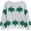 imageCHICWISH Women Christmas Trees Print Knit Sweater Crewneck Long Sleeve Casual Holiday Sweaters Pullover JumpersGreen