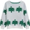 imageCHICWISH Women Christmas Trees Print Knit Sweater Crewneck Long Sleeve Casual Holiday Sweaters Pullover JumpersGreen