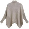 imageCHICWISH Women Contrast Ribbed Knit Sweater Mock Neck Batwing Sleeve Oversized Pullover Tops Casual Cape PonchoOatmeal