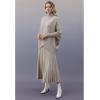 imageCHICWISH Women Contrast Ribbed Knit Sweater Mock Neck Batwing Sleeve Oversized Pullover Tops Casual Cape PonchoOatmeal