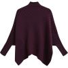 imageCHICWISH Women Contrast Ribbed Knit Sweater Mock Neck Batwing Sleeve Oversized Pullover Tops Casual Cape PonchoPlum