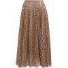 imageCHICWISH Women Gilded Glow Sequin Embellished Print Tulle Tutu Skirt Aline Elastic Waist Mesh DoubleLayered Midi SkirtGold