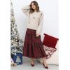 imageCHICWISH Women Plaid Bow Embellished Knit Sweater Crewneck Puff Sleeve Casual Fuzzy Holiday Party Knit Pullover TopsOatmeal